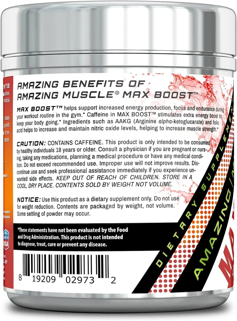 Max Boost Pre-Workout Formula, 60 Servings - Sucralose - Fruit Punch