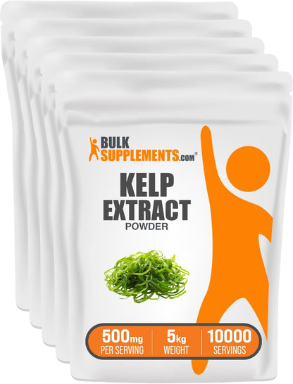 .Com Kelp Extract Powder - Kelp Supplement, Brown Seaweed Extract, Seaweed Powder - Gluten Free, 500Mg per Serving, 1Kg (2.2 Lbs) (Pack of 5)