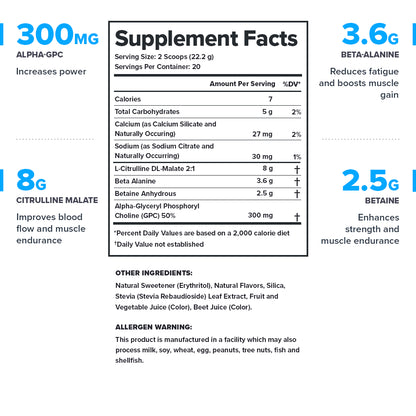 Pulse Natural Pre-Workout Supplement Caffeine-Free Naturally Sweetened and Flavored