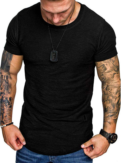 Mens Casual T Shirts - Hipster Shirts for Men Black T Shirts for Men Polyester Muscle Fit T Shirt Men Muscle Fit Shirt Black1 XL