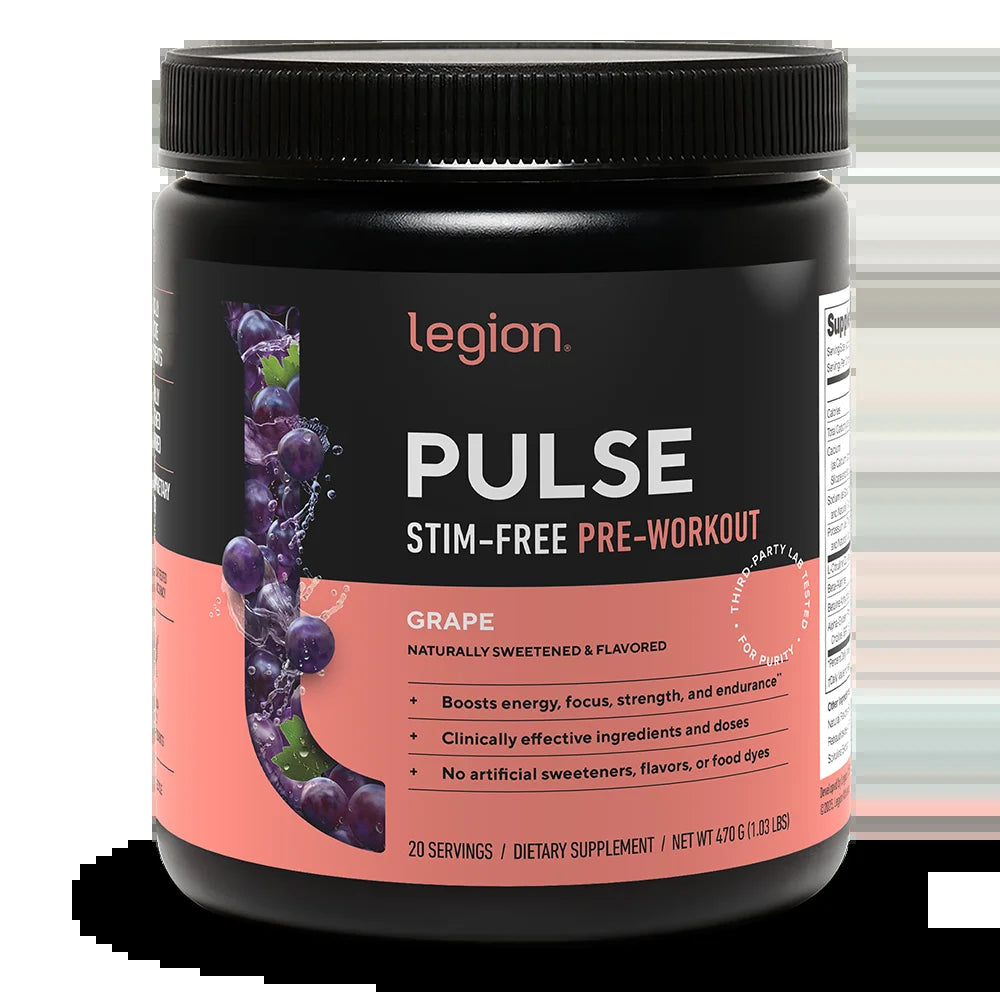 Pulse Natural Pre-Workout Supplement Caffeine-Free Naturally Sweetened and Flavored