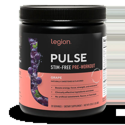 Pulse Natural Pre-Workout Supplement Caffeine-Free Naturally Sweetened and Flavored