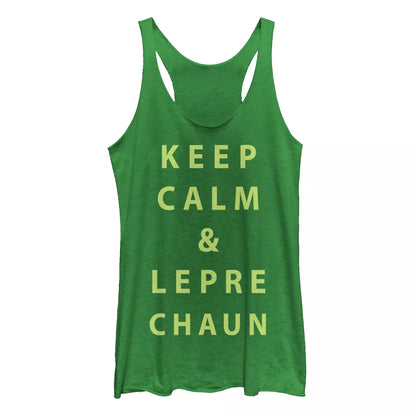Women'S Lost Gods St. Patrick'S Keep Calm Leprechaun Racerback Tank Top
