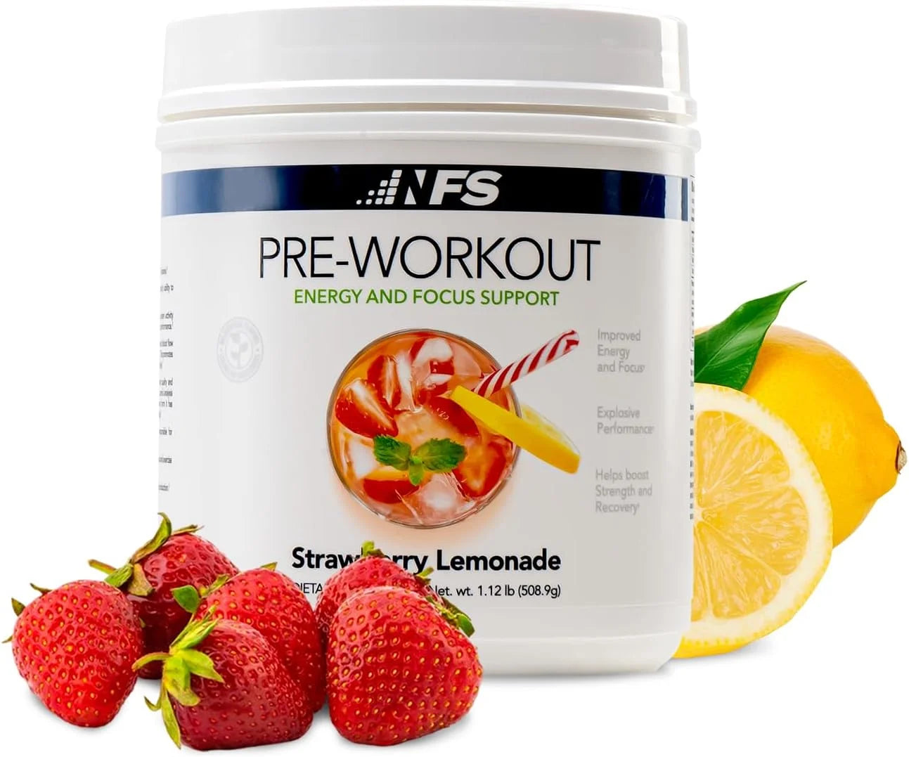 Pre-Workout Powder – Energy, Focus, Strength & Endurance Support for Men & Women – Strawberry Lemonade – 25 Servings