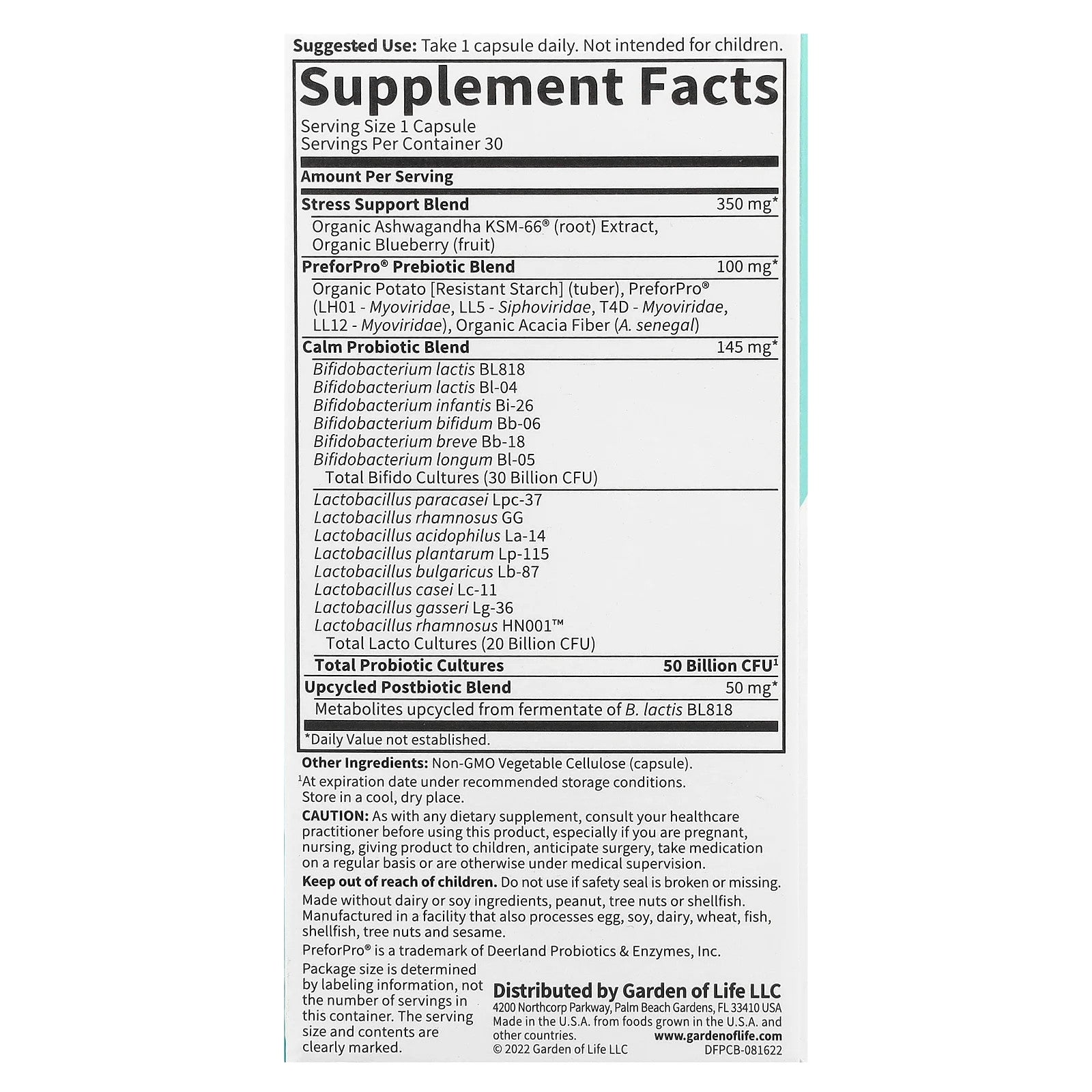 Probiotics Calm, 50 Billion, 30 Vegetarian Capsules