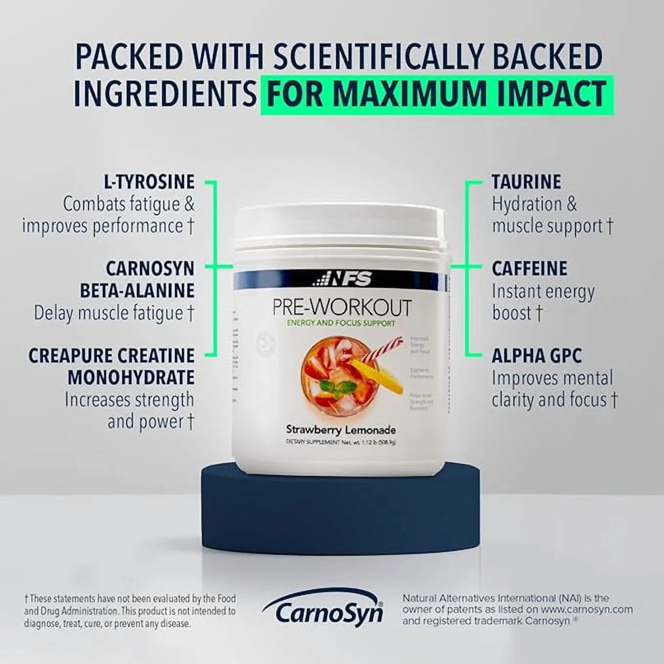 Pre-Workout Powder – Energy, Focus, Strength & Endurance Support for Men & Women – Strawberry Lemonade – 25 Servings