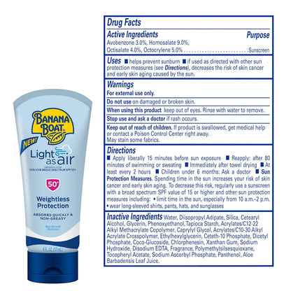 Light as Air Sunscreen Lotion SPF 50 Twin Pack | Lightweight Sunscreen & Light as Air Face Sunscreen Lotion SPF 50, 3Oz | Travel Size Sunscreen