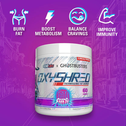 X Ghostbusters Oxyshred Pre Workout Powder Supplement - Preworkout Powder with Acetyl L Carnitine, Energy Boost Drink - Ecto Freeze, 60 Servings
