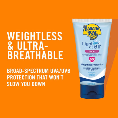 Light as Air Sunscreen Lotion SPF 50 Twin Pack | Lightweight Sunscreen & Light as Air Face Sunscreen Lotion SPF 50, 3Oz | Travel Size Sunscreen