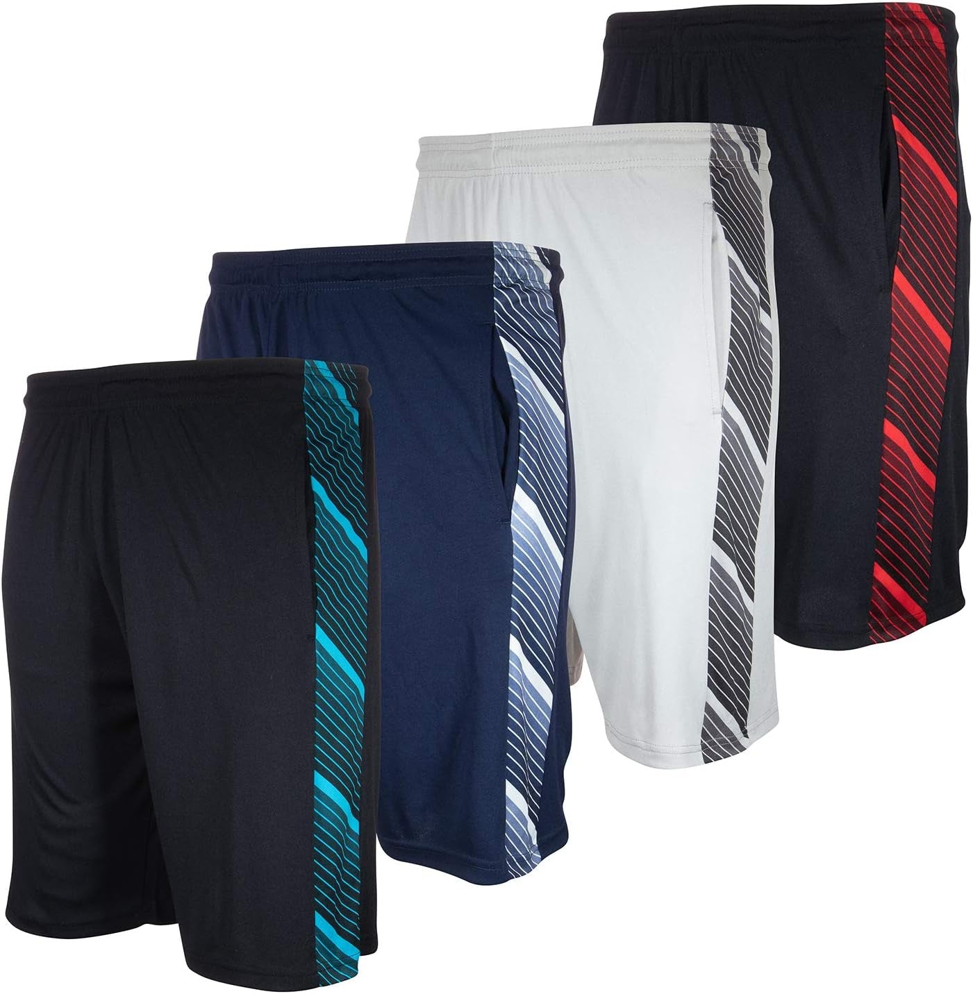 Long Basketball Shorts for Men, 4 Pack, Sports, Fitness, and Exercise, Athletic Performance