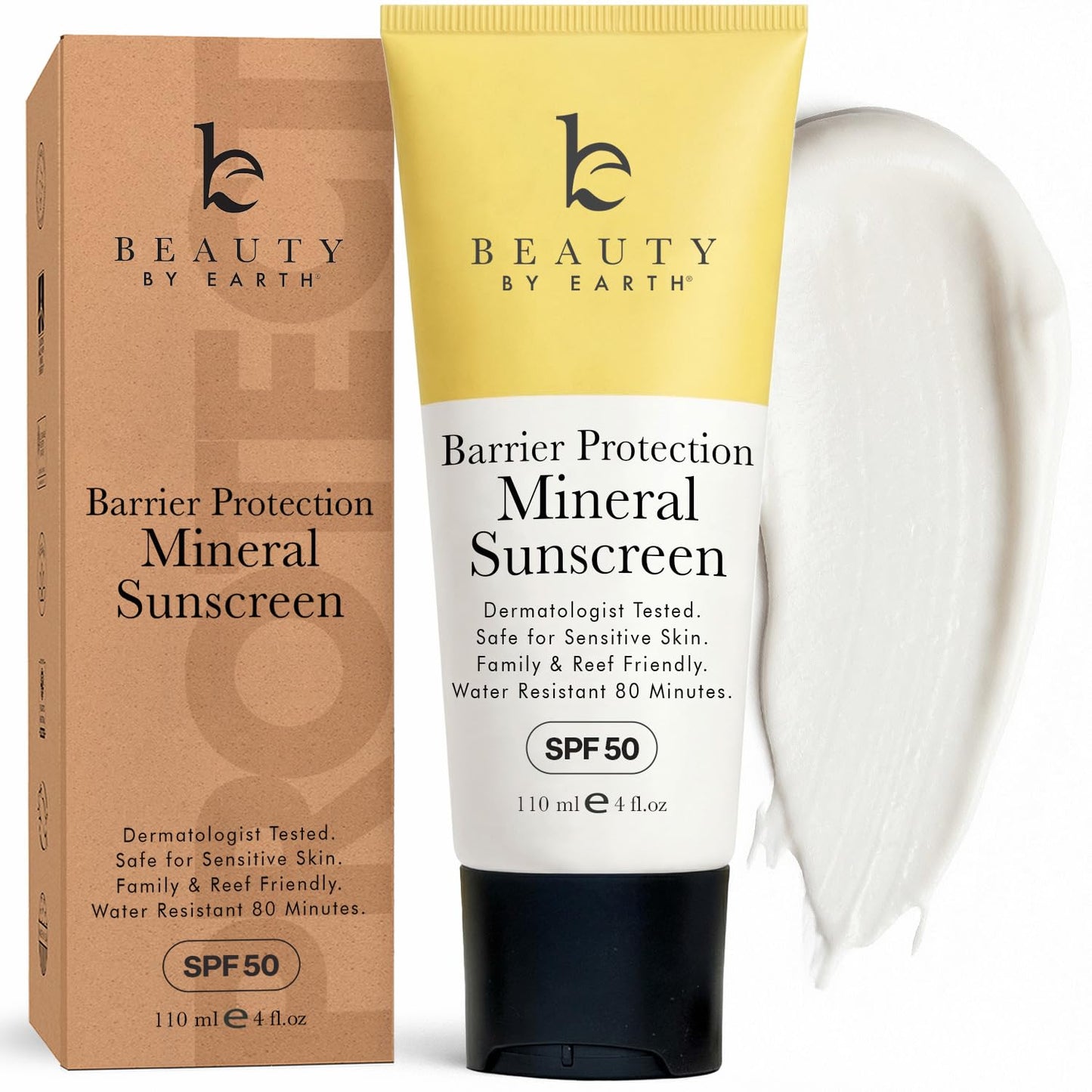 Mineral Body Sunscreen SPF 50 – Non-Nano Zinc Oxide, 80 Min Water Resistant, Made in USA with Organic & Natural Ingredients