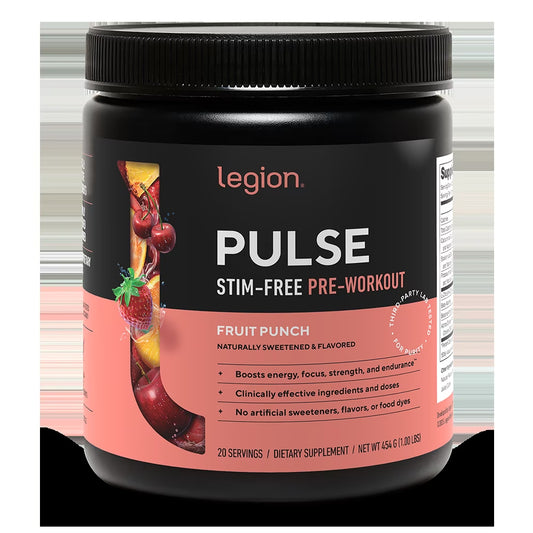 Pulse Natural Pre-Workout Supplement Caffeine-Free Naturally Sweetened and Flavored