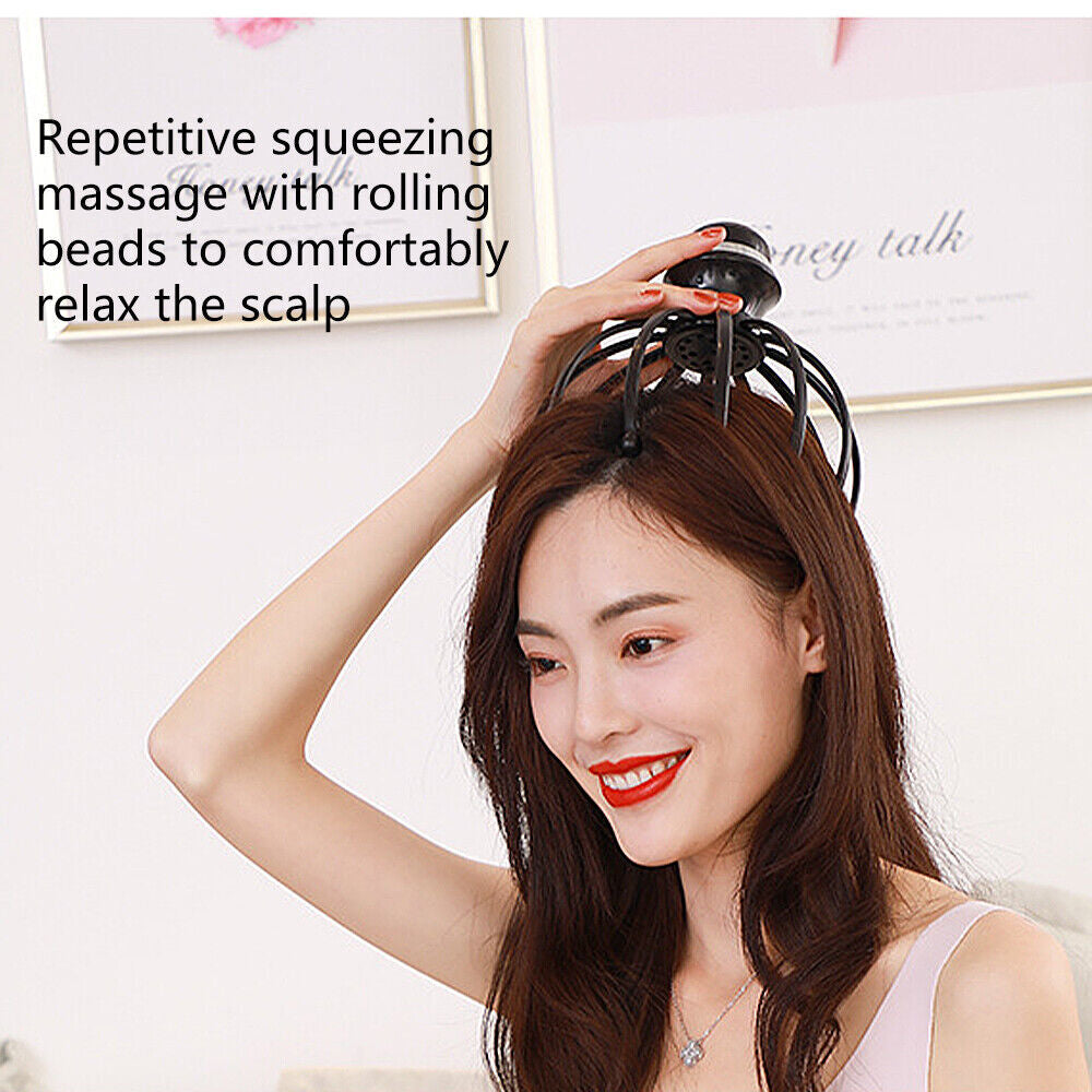 Automatic Electric Scalp Head Massager Relax Calm Stress Octopus Hands-Free New