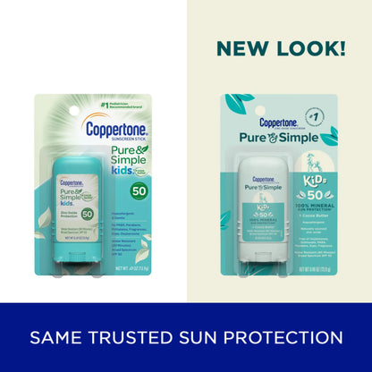 Pure and Simple Re32Sunscreen Stick SPF 50 Zinc Oxide Mineral Sunscreen Stick for Kids Tear Free Water Resistant Broad Spectrum 049 Oz Stick