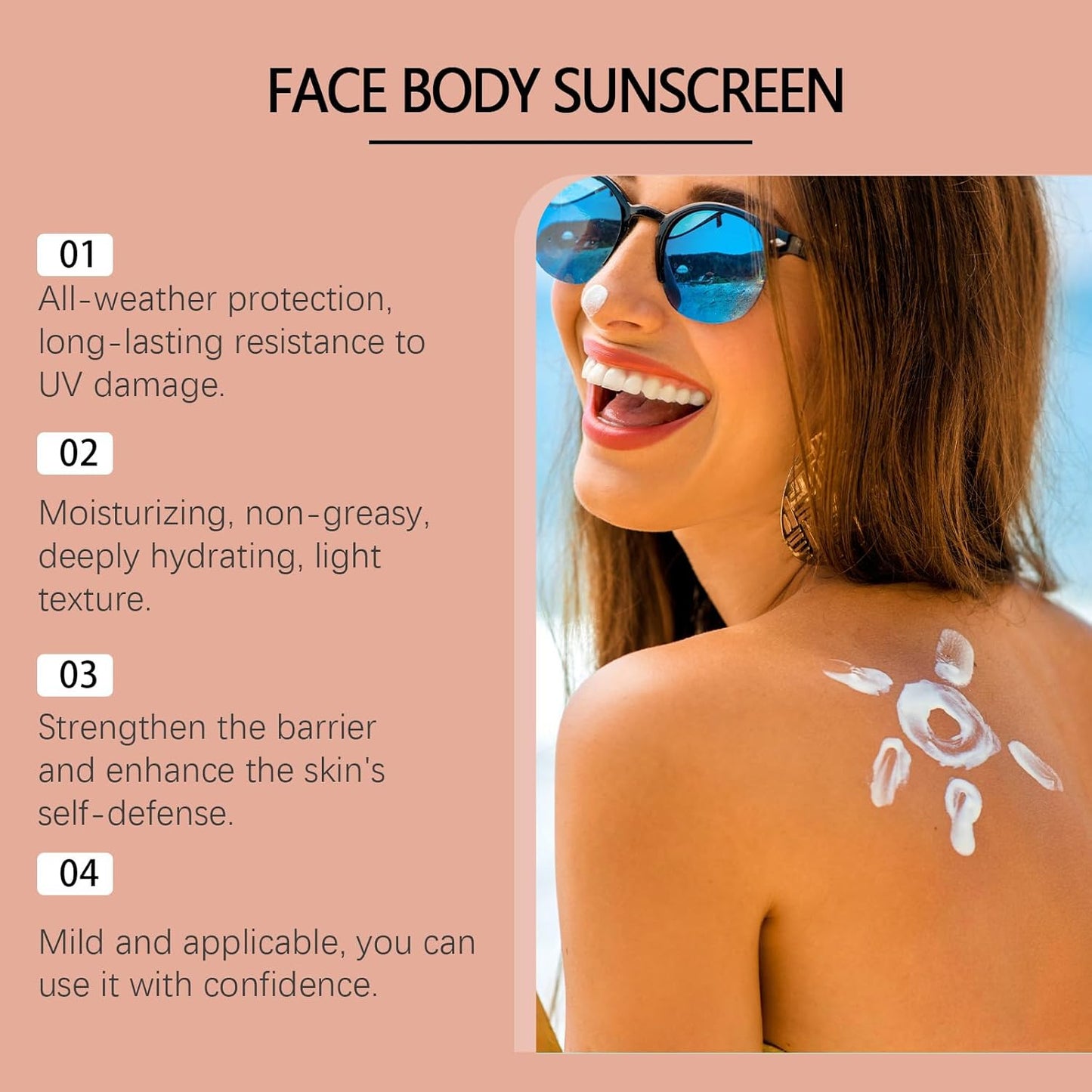 Sunscreen for Face & Body SPF 30, Moisturizing Facial Sunscreen, Non-Greasy Formula