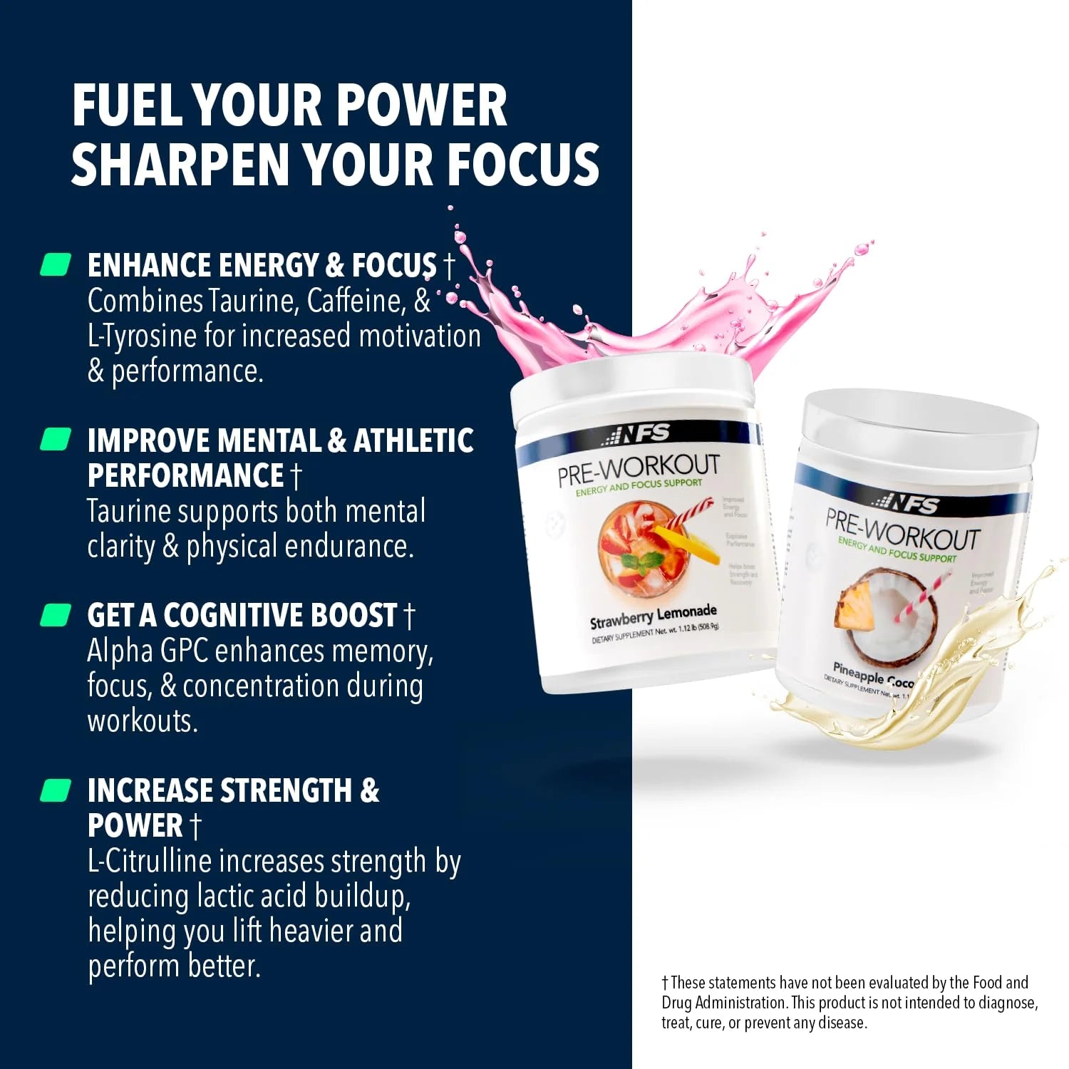 Pre-Workout Powder – Energy, Focus, Strength & Endurance Support for Men & Women – Strawberry Lemonade – 25 Servings