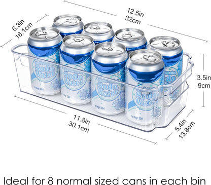 Refrigerator Organizers and Storage - 8Pcs Clear Plastic Bins for Fridge, Freezer, Kitchen Cabinet, Pantry Organization, BPA Free Fridge Organizer, 12.5" Long, Clear