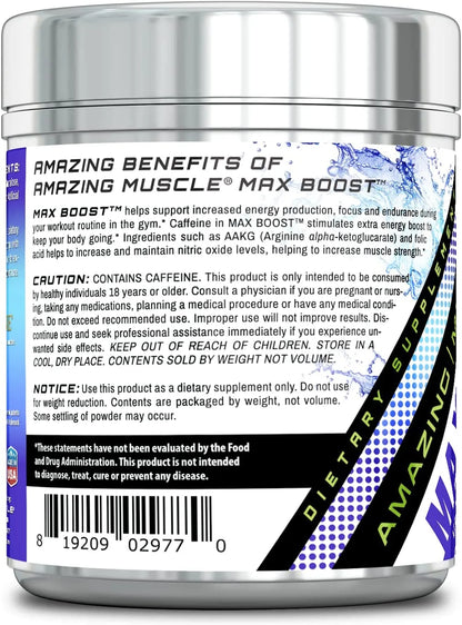 Max Boost Pre-Workout Formula, 60 Servings- Sucralose - Blue Raspberry