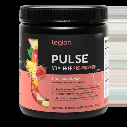 Pulse Natural Pre-Workout Supplement Caffeine-Free Naturally Sweetened and Flavored